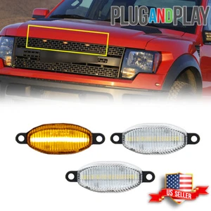 3PCS Clear Lens Amber LED Front Grille Running Light For 10-14 Ford F150 Raptor - Picture 1 of 11