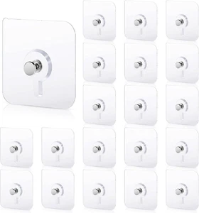 20 Pcs Self Adhesive Wall Hooks No Drill Hooks for Hanging, No-Trace Sticker Fra - Picture 1 of 12