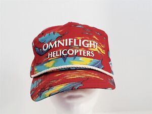 Omniflight Helicopters rote Blätter Kappe Mütze bestickt Druckknopflasche
