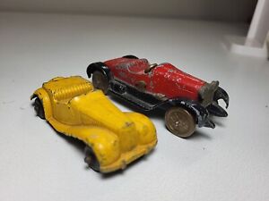 Tootsietoy MG Roadster & 1919 stutz Bearcat - Yellow Red Black Vintage 