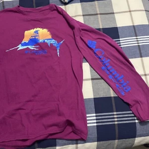 Colombia Men's PFG Long Sleeve Polyester Tee Shirt Blue Size Large - Picture 1 of 5