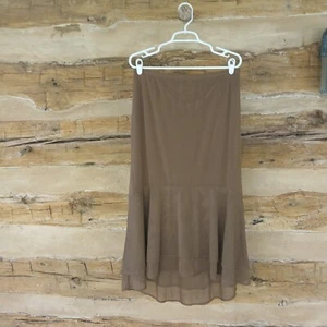 J. Jill Women's Skirt Maxi High Low Hem Nylon Mesh Lined Brown Size Small - Picture 1 of 13