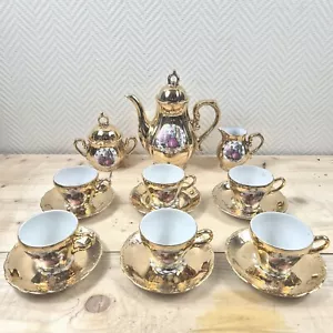 Vintage Kaffeeset Limoges Landschaft Topf Zucker Milchkännchen Kaffeetassen Porzellan - Bild 1 von 8