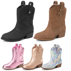 Girls Cowgirl Boots 2-in-1 Western Boots Removable Cuff Fold Over Fashion Boots - Picture 1 of 19
