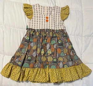 Eleanor Rose Owls and Leaves Dress EUC Girls Size 5/6 - Picture 1 of 3