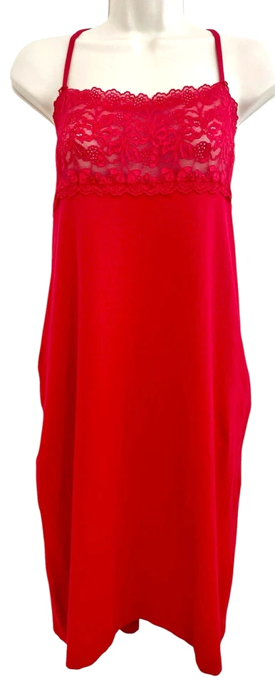 Camisón Nautica Chemise Rojo Talla XL Correa Ajustable Encaje Corpiño Romántico Sirena Foto 1 de 4