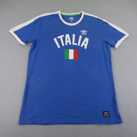 Umbro Shirt Mens Large Blue Ringer White Italia Soccer Futbol Football Italy ^ Cover