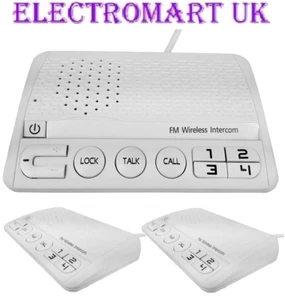 3 WAY WIRELESS CORDLESS 13A PLUG IN MAINS INTERCOM SYSTEM DESK WALL MOUNT - Picture 1 of 1