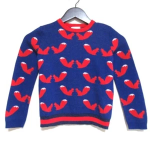 GUCCI Squirrel Pattern Long Sleeve Knit Sweater Kids 6 Sizes Blue Red Kids USED - Picture 1 of 8
