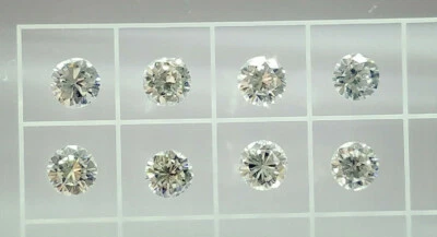(8) 0.92ctw 3.10mm Loose Round Cut Diamond Parcel Lot Si2-Si1 No Carbon F G H  - Image 1 of 4