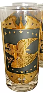 6 Mid Century Blacks & Gold Eagle Highball Glasses - Picture 1 of 2