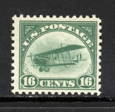 SCOTT C2 1918 16 CENT CURTISS JENNY AIRMAIL ISSUE MH OG F-VF CAT $45! - Image 1 of 2