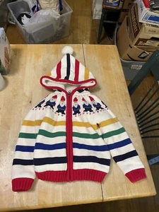 Hanna Andersson Gnome Fleece Lined Knit Hooded Zippered Sweater Size 3T - Picture 1 of 6