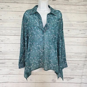 Cabi 3761 Damen Chase Bluse Gr. Small Blau Blumen Langarm Halbtransparent - Bild 1 von 5