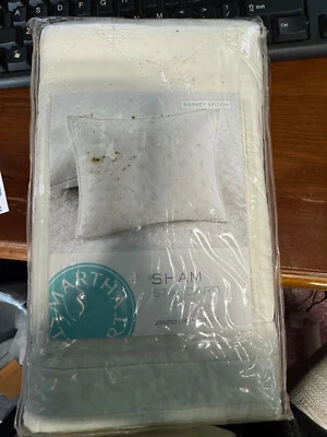 Martha Stewart Basket Stitch Estándar Acolchado Sham Color Blanco Nuevo Foto 1 de 2