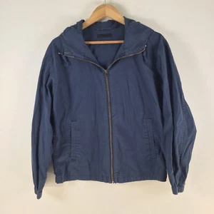 Uniqlo womens jacket size XS blue long sleeve oversized zip hooded cotton 108699 - Picture 1 of 10