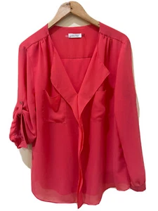 Calvin Klein Womens BLOUSE, Size XL, long sleeve, PEACH beautiful color! - Picture 1 of 9