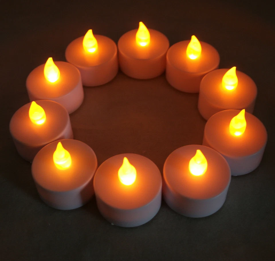 10 pçs luz de chá LED ÂMBAR sem chama bateria velas festa de casamento romântica - Imagem 1 de 3