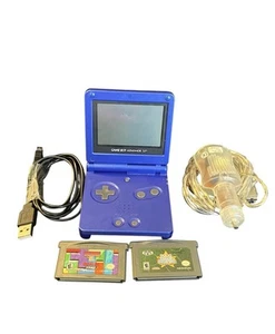 GBA Nintendo Game Boy Advance SP Console Cobalt Blue AGS-001 Tetris Poker Tested - Picture 1 of 16