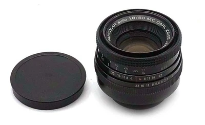 MC Pancolar auto 1.8/50mm BLACK German Carl Zeiss Jena lens with M42 screw mount - Image 1 of 4