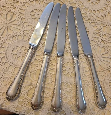 5 Lunt современный викторианский серебро 8 3/4» ужин ножи нож без моно лот 2 - Изображение 1 из 4