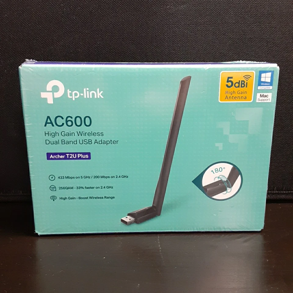 TP-Link Archer T2U Plus High Gain Wireless Dual Band USB Adapter PC and Mac Comp - Image 1 of 4