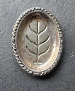 Vintage Silber Teller oval Schmuckschale Tablett Blattmotiv verzierter Rand Deko - Bild 1 von 5