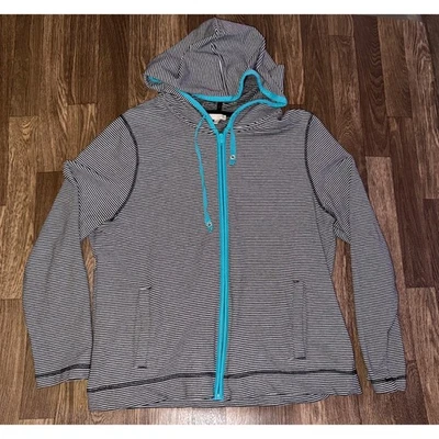 Talbots Mujer XL Negro Blanco Rayas Cremallera Completa Sudadera con Capucha Atlética Informal Chaqueta Foto 1 de 4