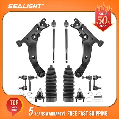 12Pcs For 1996-2002 Toyota Corolla Front Lower Control Arm Ball Joint Tie Rod - Image 1 of 4