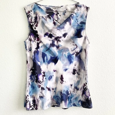 ANNE KLIEN Nueva York Vintage 100% Seda AcuarelaFloral Mujer Top Blusa Grande Foto 1 de 4