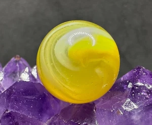 AWESOME Vintage Akro Agate LEMONADE Corkscrew Marble UV Reactive - Yellow - .62" - Picture 1 of 8