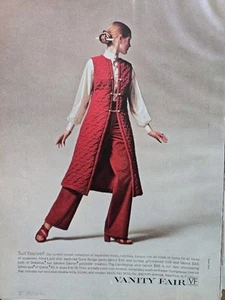 1970 Mujeres Vanity Fair Terra Rouge Pantalones Camisa Midi Chaleco Vintage Moda Anuncio  - Imagen 1 de 1