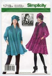 Simplicity 1719 Fleece vorne offen Swing Mantel Jacke und Mütze Größe 4-24 ungeschnitten - Bild 1 von 3