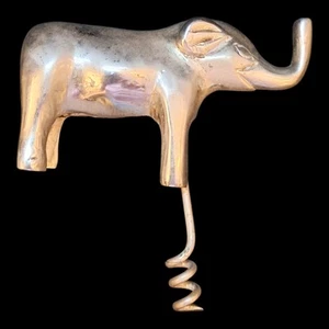 Vintage Elephant Figural CORKSCREW Silverplate Republicans Political Bar Ware - Picture 1 of 6