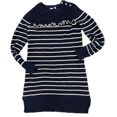 GAP Kids Striped Sweater Dress Navy & White Sz 10 Preppy Classic Sailorcore EUC - Image 1 of 4
