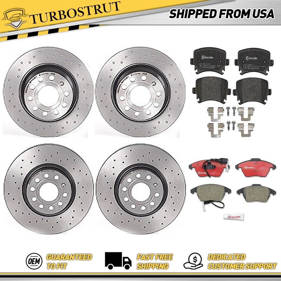 Kit de pastilhas de freio Brembo Prime rotores de freio dianteiro traseiro compatível com Audi A3 Audi 2006-2009 - Imagem 1 de 4