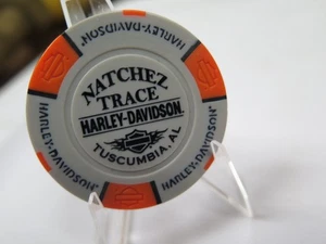 NATCHEZ TRACE HD ~ ALABAMA naranja blanco Harley Davidson ficha de póker - Imagen 1 de 2