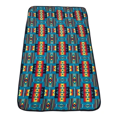 西南图案毛绒羊毛毯 58.5 英寸 x 37 英寸阿兹特克几何设计 — 第 1/4 张图片