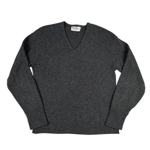 Vintage Robert Bruce Mens Supreme Virgin Orlon Gray V-Neck Sweater Sz Medium - Picture 1 of 4