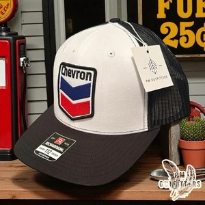 Parche de gas retro Chevron Richardson 112 Trucker Snapback blanco y negro - Imagen 1 de 11
