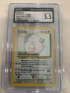 1999 Chansey Pokémon Base Set - Unlimited Holo 3/102 CGC 5.5 ♨️♨️3 - Picture 1 of 4