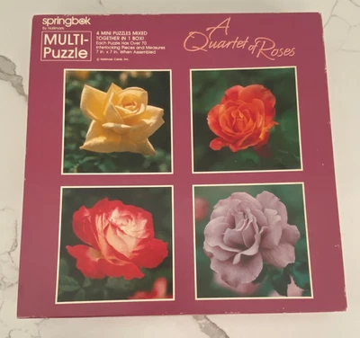 Rompecabezas múltiple Springbok de colección Un cuarto de rosas COMPLETO sello mini 4 en 1 Foto 1 de 4