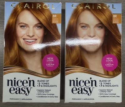 2 CAJAS Clairol Nice'n Easy Color de Cabello Permanente #8R RUBIO ROJIZO MEDIO Foto 1 de 4