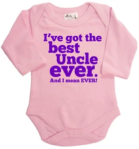 Dirty Fingers Long Sleeve Bodysuit Baby grow "I've Best Uncle Ever" Boy Girl - Picture 1 of 4
