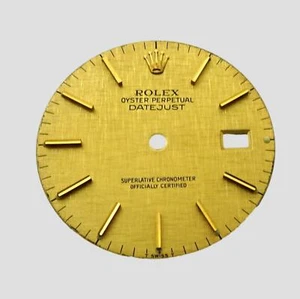 NOS Herren Rolex 18k Gold Champagner Leinen Datejust Uhr Zifferblatt 16233 16234 16220 - Bild 1 von 3