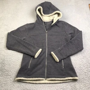 Kuhl Alska Hoodie Womens M Gray Knit Sherling Lined Full Zip Jacket Sweater - Picture 1 of 9