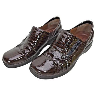 Naturalizer 女式 Croc 鞋码 8.5M 漆皮侧拉链 Gore 坡跟 — 第 1/4 张图片