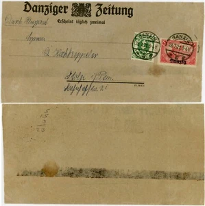 DANZIG 1921 ZEITUNGSVERPACKUNG 1M + 15pf - Bild 1 von 3