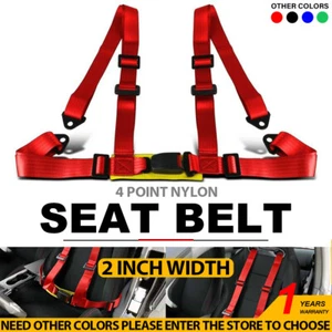Red Universal Car Truck 4 Point Racing Seat Belt Harness Adjustable Auto - Picture 1 of 11
