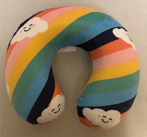 Colorful U Shaped Travel Neck Pillow Toddler Kids Head Support Rainbow Clouds - Picture 1 of 9